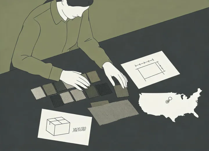 Illustration of a business buyer preparing a pain relief patch sourcing brief
